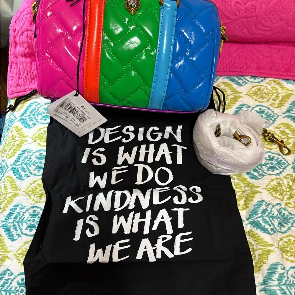 HTF (Hard To Find) NWT (attached) Kurt Geiger Multicolor Quilted Women's Bag - Picture 3 of 8